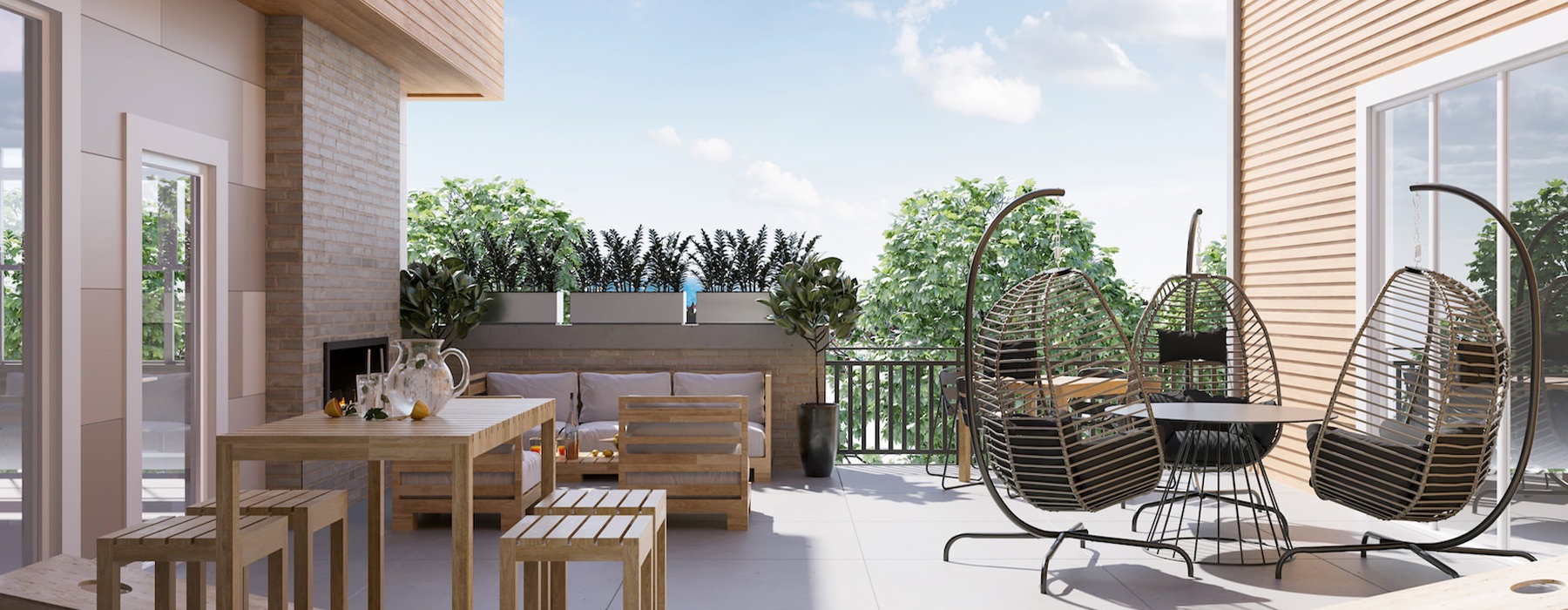 Large terrace with grills and ample seating 